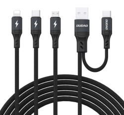 Dudao L3W USB-A/USB-C - Lightning/USB-C/MicroUSB Kábel - 1.2m 66W - Fekete (6976625335473)