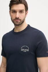 Tommy Hilfiger pamut póló sötétkék, férfi, nyomott mintás, MW0MW38623 - sötétkék M