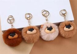  Kulcstartó pompon Medve, vegyes színek, 1db