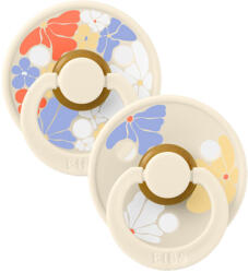 BIBS játszócumi - Studio Virágzás Colour natúr kaucsuk 0-6 hó krémfehér mix 2 db - vitalcafe