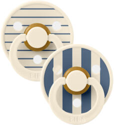 BIBS játszócumi - Studio PIN Colour natúr kaucsuk 0-6 hó acélkék mix 2 db - vitalcafe