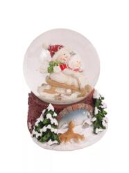  Hógömb havazó, hóemberek szánkoznak 7, 5x9, 5cm színes