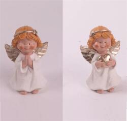  Dekoráció angyal álló, poly 6x8, 5cm, fehér-arany, 2 féle, 1db