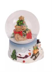  Hógömb havazó, maci karácsonyfával, ajándékokkal 4, 5x6, 5cm színes