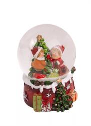  Hógömb havazó, fenyőfa körül gyerekek 7, 5x9, 5cm színes