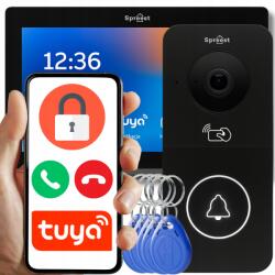 Spreest Video Kaputelefon Wifi Tuya Vezetékes Video Kaputelefon Szett Rfid Olvasó Kapu (Wideodomofon JD-S5-M Tuya Smart Czarny)