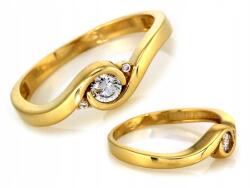 Lovrin Finom 585-ös arany gyűrű három csillogó cirkónia kővel, divatos r16-os méret (Lovrin)