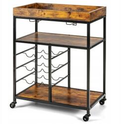 Costway 3 szintes szervizkocsi bortartóval Konyhai kocsi (HW67064CF)