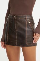 MICHAEL Michael Kors bőr szoknya barna, mini, harang alakú, MF470G2F24 - barna 36