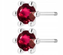 ZŁOCISTO Fehér Arany Fülbevaló Rubinokkal, Csavaros Stifttel 585 14K Mintával (DLA DZIEWCZYNY NARZECZONEJ)