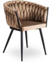 Klubfotel Glamour étkezőszék ELENA bézs bársony/fekete lábak