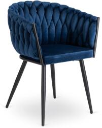 Klubfotel Glamour étkezőszék ELENA sötétkék bársony/fekete lábak