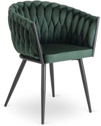 Klubfotel Glamour étkezőszék ELENA sötétzöld bársony/fekete lábak