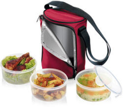 Tescoma FRESHBOX ételhordó, 3 ételtároló dobozzal, 0, 8 l, bordeaux (892210-00)