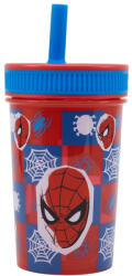Stor Pókember Grid szilikon szívószálas pohár 420 ml (STF74786)
