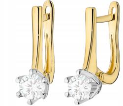 ZŁOCISTO Arany Fülbevaló Angol Kapoccsal, Laboratóriumi Gyémántokkal Lógva (DLA DZIEWCZYNY NARZECZONEJ)