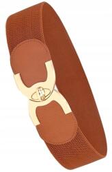 EdiBazzar Rugalmas Öv Női arany fém csat barna széles divatos gumi (H53)