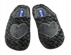 Inblu Kate női papucs, szürke, plüss, szívecskés, csúszásgátló (KATE.025)