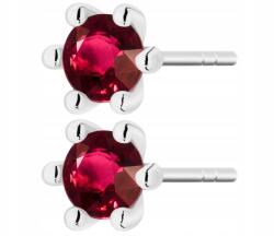ZŁOCISTO Fehér Arany Fülbevaló Piros Rubin Stift Arany 585 Ajándék Gravírozás (DLA DZIEWCZYNY NARZECZONEJ)