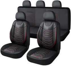  FIAT FIORINO 11 részes MŰBŐR univerzális üléshuzat szett - 2HELYEN osztható Légzsákos - fekete-piros (AL-80174FIORINO)