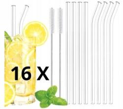 Üveg szívószálak többszöri használatra Eko 16db 4db tisztító kefe 2 féle tok (815200)