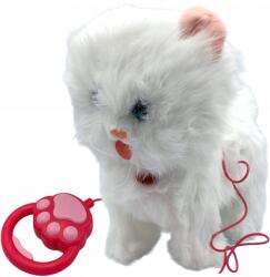 For Fun Interaktív fehér cica pórázon játék nyávog macska elemes