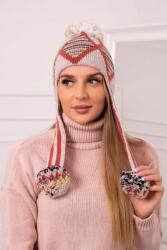 Kesi Eunika K322 női fülvédő sapka, bézs+piros