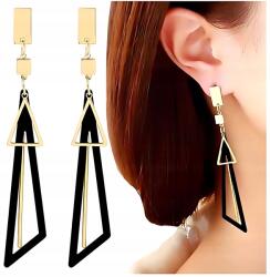  Női fülbevaló fekete arany geometrikus hosszú ajándék lógó retro (B127)