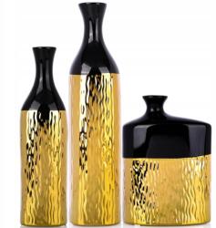 Fekete-arany váza szett 3 db-os (y434)