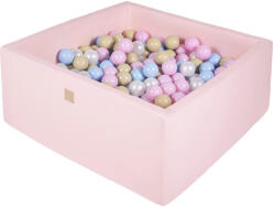 MeowBaby Piscina uscata cu 300 de bile (babyblue, bej, alb perlat, roz pastel) MeowBaby Candy 90x90x40 cm Roz (ZKCandy001)