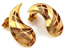 Lovrin Arany fülbevaló divatos 585 csepp formájú, stekkeres, kő nélküli ajándékba 14kt