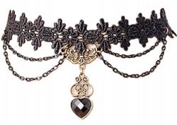  Nyaklánc fekete csipke Gótikus punk retro szív choker női fekete (5905884088968)