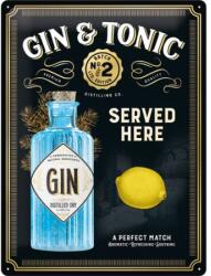 Nostalgic Art Germany Placă metalică 30 x 40 - Gin n Tonic Gold - Gin Tonic Rece (1843)