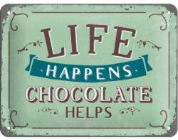 Nostalgic Art Germany Placă metalică 15 x 20 - Life Happens - Chocolate Helps - Viata Se Intampla - Ciocolata Ajuta (1059)
