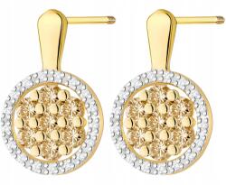 ZŁOCISTO Arany Fülbevaló Barna Gyémántokkal Lógó Csavaros Stifttel 585 (DLA DZIEWCZYNY NARZECZONEJ)