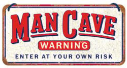 Nostalgic Art Germany Placă Decor metalică cu Șnur 10 x 20 - Man Cave Warning - Avertisment - Pestera Barbatului (2267)