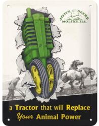 Nostalgic Art Germany Placă metalică 15 x 20 - John Deere - Tractor ; Animal Power - Putere Animala (2216)