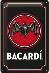 Nostalgic Art Germany Placă metalică 20 x 30 - Bacardi - Logo Black - Sigla pe Fundal Negru (1916)