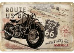 Nostalgic Art Germany Placă metalică 20 x 30 - Route 66 Bike Map - Soseaua 66 - Motocicleta și Harta (465)
