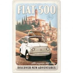 Nostalgic Art Germany Placă metalică 20 x 30 - Fiat 500 Discover New Adventures - Descopera Aventuri Noi (2667)