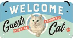 Nostalgic Art Germany Placă metalică cu Șnur 10 x 20 - Welcome Cat - Pisica Primitoare (1486)