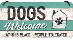 Nostalgic Art Germany Placă metalică cu Șnur 10 x 20 - Dogs Welcome - Catei Sunt Bineveniti (354)