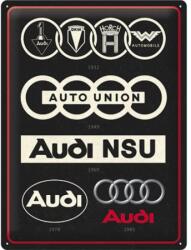 Nostalgic Art Germany Placă 30 x 40 - Audi - Logo Evolution - Evolutia Siglei (2027)