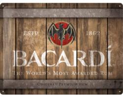 Nostalgic Art Germany Placă metalică 30 x 40 - Bacardi - Wood Barrel Logo - Logo Butoi de Lemn (1921)