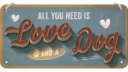 Nostalgic Art Germany Placă metalică cu Șnur 10 x 20 - Love Dog - Dragoste și Catei (771)