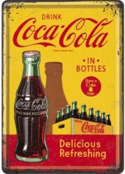 Nostalgic Art Germany Carte Poștală metalică - Coca-Cola - în Bottles Yellow - Imbuteliate la Sticla - Galben (1238)