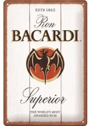 Nostalgic Art Germany Placă metalică 20 x 30 - Bacardi - Superior White Wood - Logo Bacaradi Superior - Fundal de Lemn (2309)