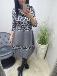  Kámzsás tunika ocelot mintával (szürke-fekete) (846458)