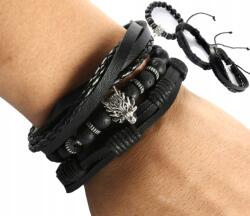  Karkötő szett Bőr punk fekete farkas rock férfi gyöngyök elegáns (5904107121970)