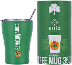 Estia Home Art Coffee Mug Save The Aegean Reciclabil Pahar Termos Oțel inoxidabil Fără BPA 350ml Panathinaikos BC Edition cu Pai 00-13257 (00-13257)